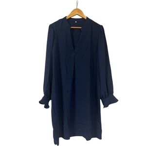 Elegant Navy Long-Sleeve Dress